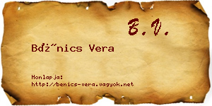 Bénics Vera névjegykártya